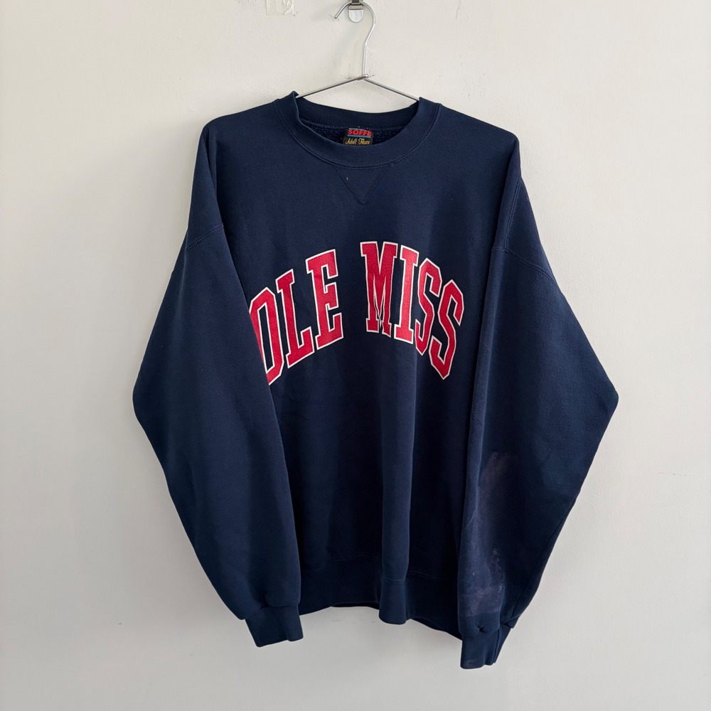 Vintage Soffe Ole Miss Rebels Navy Blue Crewneck Sweatshirt XL